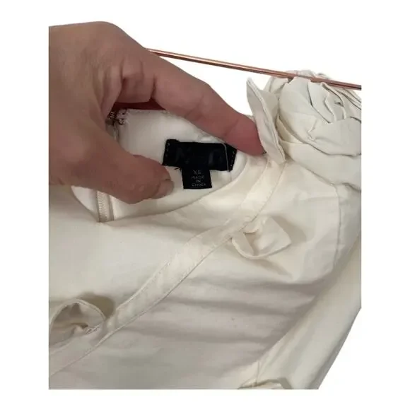NBD Aiza Rosette Midi Dress Strapless Side Slit Party Bridal Wedding Ivory Sz XS